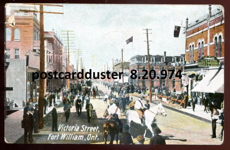 974 - FORT WILLIAM Ontario Postcard 1910s Victoria Street by MacFarlane