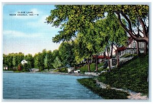 1940 Clear Lake Near River Exterior Angola Indiana IN Vintage Antique Postcard