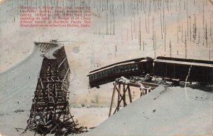 1903 Northern Pacific Railroad Wreck S. Bridge Mullan Idaho Postcard A5