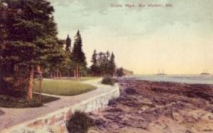Shore Walk, BAR HARBOR, ME Vintage Postcard
