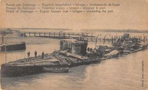 Zeebrugge Belgium Torpedo Boat Shipwreck Antique Postcard J45479