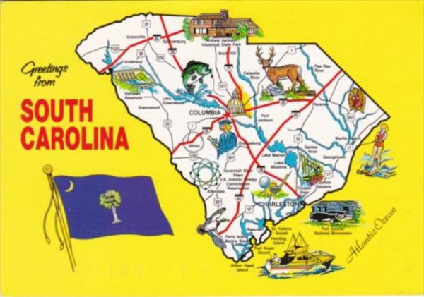 Greetings From South Carolina With Map