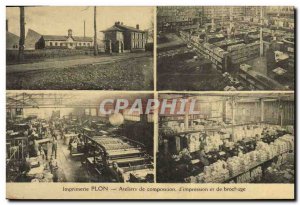 Old Postcard Printing Plon Advertisement Workshops composition & # 39impressi...