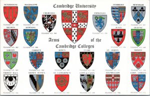 Postcard UK Cambridge University - Arms of the Cambridge College - Coats of Arms