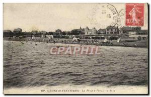 Old Postcard Croix De Vie The Beach At & # 39heure bath