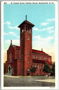 VINTAGE POSTCARD ST. FRANCIS XAVIER CATHOLIC CHURCH AT MOUNDSVILLE WEST VIRGINIA