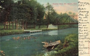 1901 Mooney Park South Haven Michigan Bridge River Boat Vintage Postcard