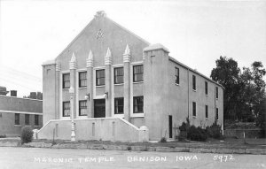 Denison Iowa #5972 Fraternal Masonic Temple 1950s RPPC Photo Postcard 21-454