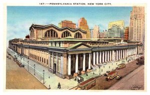 Postcard TRAIN STATION SCENE New York City New York NY AT7020