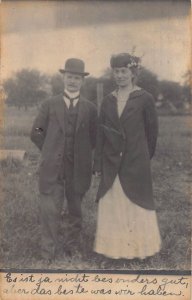 J72/ Akron Ohio RPPC Postcard c1910 Lenz Well-Dressed Man Woman 144