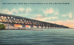 Vintage Postcard Bahia Honda Bridge Highest Span Overseas Highway To Key West FL