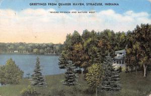 Syracuse Indiana Quaker Have Birdseye View Antique Postcard K82684