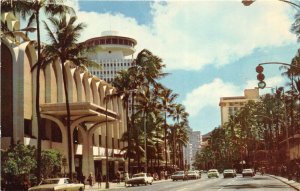 Honolulu Hawaii 1960s Postcard Waikiki's Kalakaua Avenue 