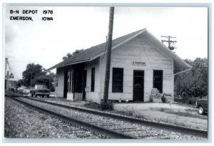 c1978 B-N Depot Emerson Iowa IA Railroad Train Depot Station RPPC Photo Postcard