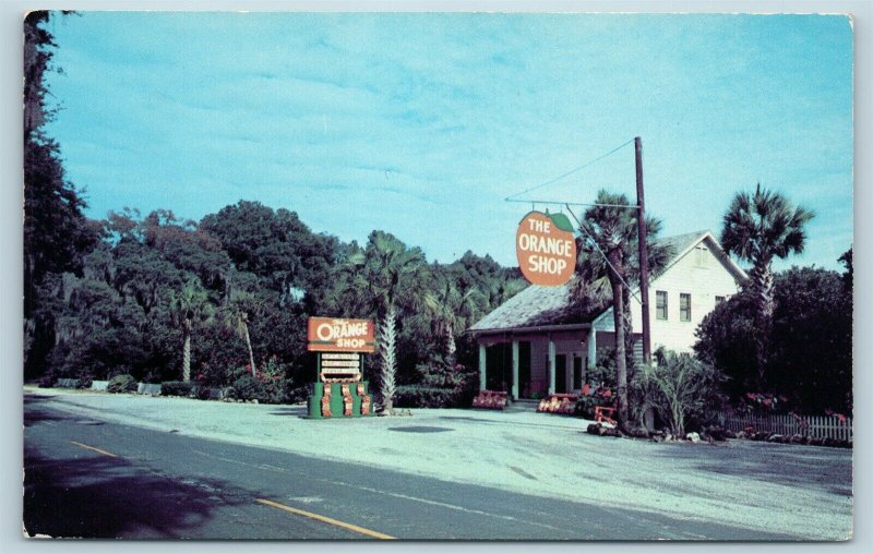 Postcard FL Citra The Orange Shop Roadside Fruit Gift Shop Stand c1950s G23