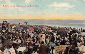 ASBURY PARK NEW JERSEY BATHING AT 4th AVENUEPOSTCARD 1912