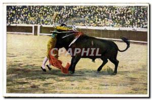 Old Postcard Corrida de Toros estocada (bull bullfight)