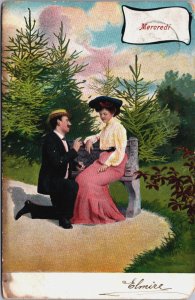 Romantic Couple Mercredi Vintage Postcard C117