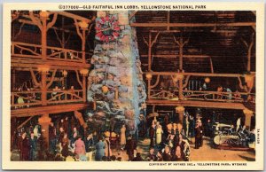 Old Faithful Inn Lobby Yellowstone National Park Wyoming WY Postcard