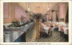 Gulfport Mississippi MS Splendid Caf� Interior Vintage Postcard