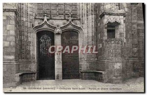 Postcard Old Guerande Collegiate Saitn Aubin Portal And Outdoor Chair