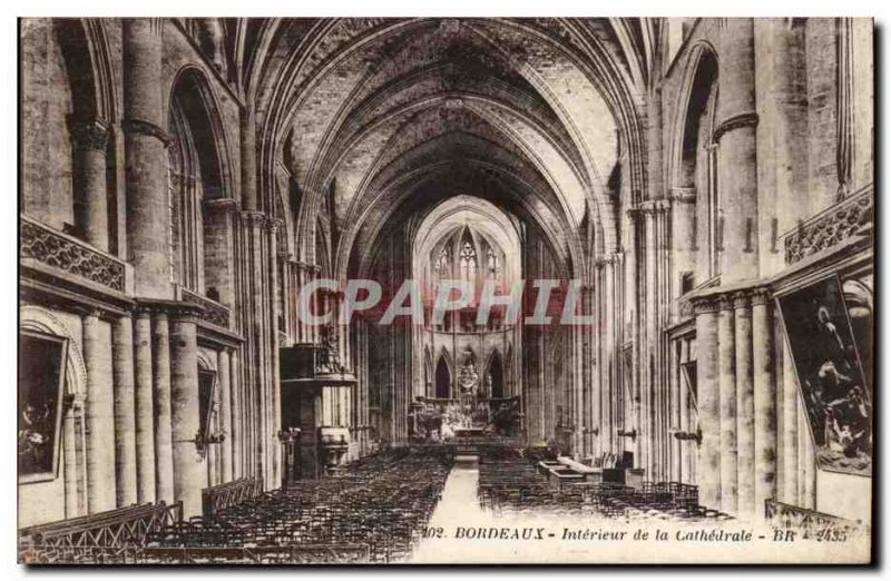 Bordeaux - Interior of the Cathedral - Old Postcard