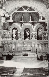 Interior of Church Stanford University CA California Unused Postcard F55