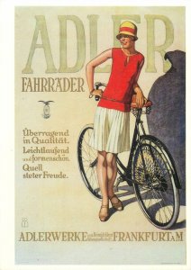 Postcard Transportation Road bicycle Adler fahrrader woman dress hat