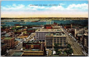 Downtown San Diego California CA Panorama Buildings Street Views Postcard