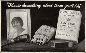 Herbert Tareyton Cigarettes Pipe Matches Pretty Woman c1915 Postcard