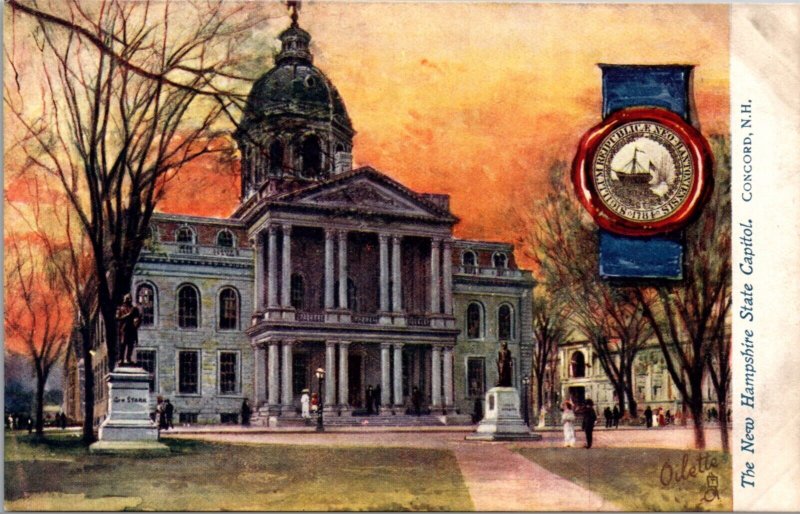 Oilette State Capitols Postcard New Hampshire State Capitol in Concord NJ Unused