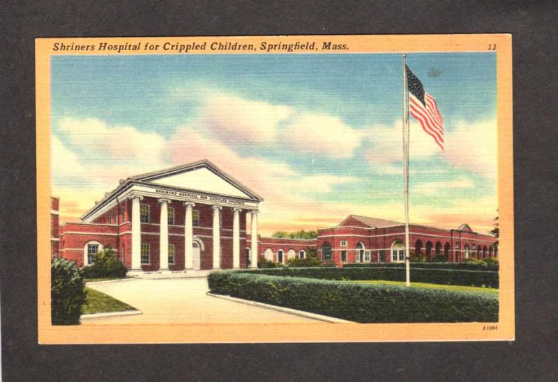 MA Shriners Hospital Children Springfield Massachusetts Mass Linen Postcard