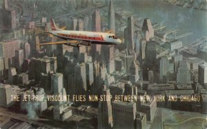 Advertising Postcard Jet-Prop Viscount Airplane Capitol Airlines New York~117649