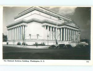 1940's rppc OLD CARS & NATIONAL ARCHIVES BUILDING Washington DC o1538