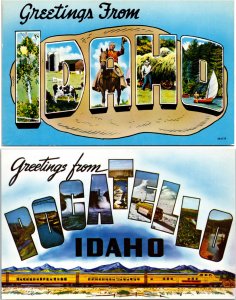 Lot of 2 Large Letter Greetings from Idaho Postcards Pocatello