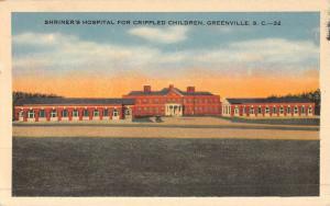 Greenville South Carolina Shriners Hospital Street View Antique Postcard K50082