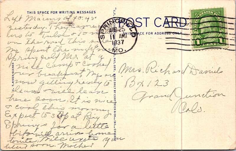 Postcard WATER SCENE Baxter Springs Kansas KS AN9322