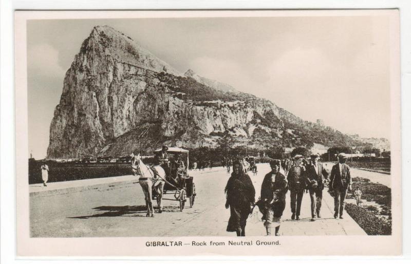 Rock of Gibraltar from Neutral Ground UK RPPC Real Photo postcard