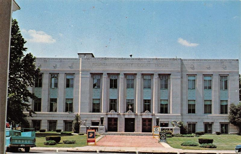 Covington Indiana~Fountain County Court House~US Marine & Navy Signs~60s Dodge