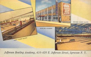 Syracuse New York Jefferson Bowling Academy, Multi-View Linen Vintage PC U10552