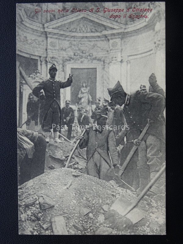 Vésuve Eruzione Del Vesuvio Soldats en Église de st Giuseppe (2) 1906 Rare Pc