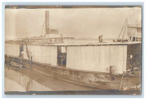 1911 A.M. Scott Tub Boat Endeavor Dock Pier New Orleans LA RPPC Photo Postcard 