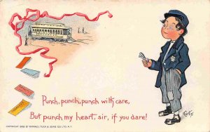 Punch My Ticket With Care Streetcar artist signed E Curtis 1905c Tuck postcard