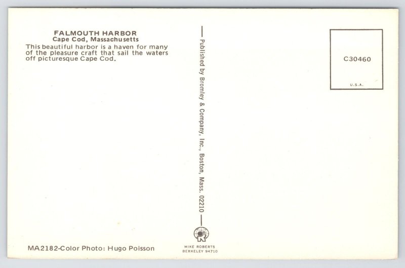 Transportation~Boats @ Falmouth Harbor Cape Cod MA~Poisson Photo~Chrome Postcard