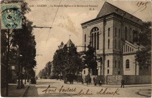 CPA Clichy Nouvelle Eglise et Boulevard National (1314171)