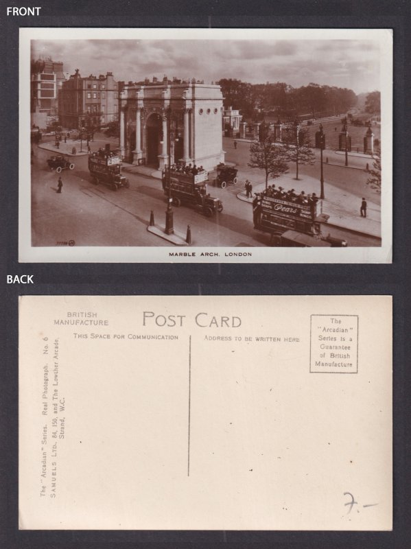 Vintage Postcard England London Marble Arch