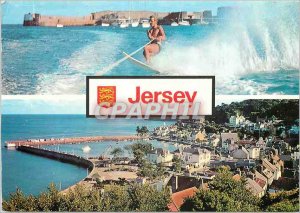 'Modern Postcard St Aubin''s Jersey CI Waterskiing'