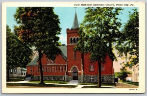 Vtg Union City Pennsylvania PA First Methodist Episcopal Church 1920s Postcard