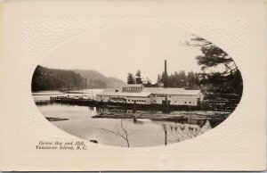 Genoa Bay & Mill Vancouver Island BC British Columbia Oval Glosso Postcard H16