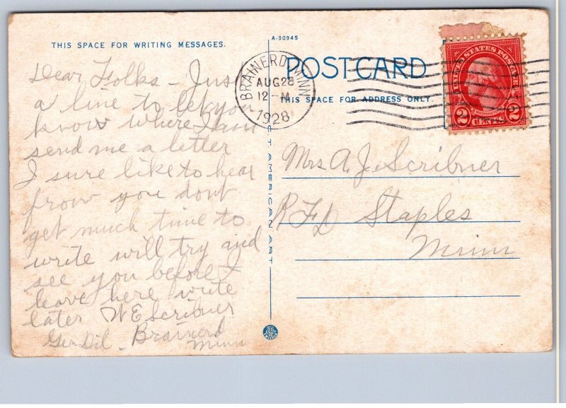 K31/ Brainerd Minnesota Postcard c1910 N.P. Railroad Depot 328